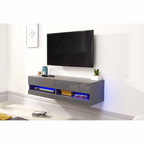 Sleek grey floating - floating, tv
