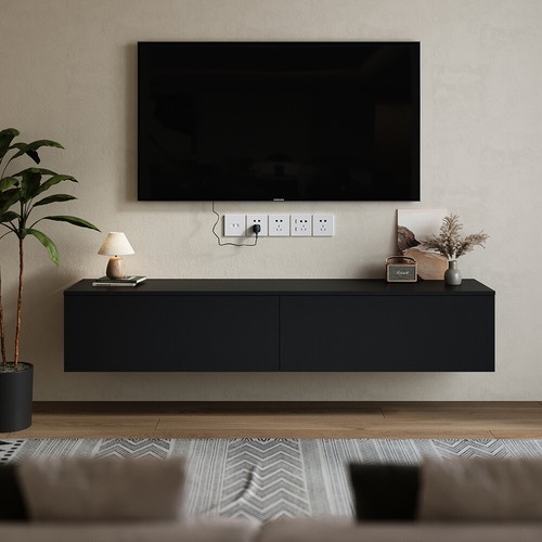 160cm black floating unit - black, tv