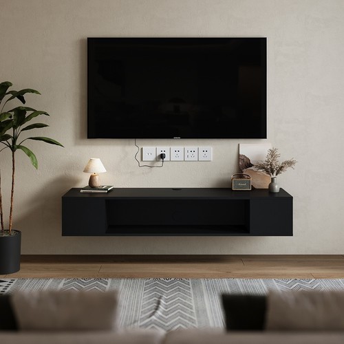 Black floating stand wall - tv,